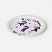 Cute Ninja Warrior Kids Birthday Party Paars Papieren Bordje (Gekanteld)