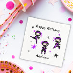 Cute Ninja Warrior Kids Birthday Party Paars Servet<br><div class="desc">Een ninja party sticker is ontworpen voor het volgende ninja-feest. Het bevat een groep schattige kleine ninja's op verschillende posities. Maak van de verjaardagsfeestdag een speciale gebeurtenis met overeenkomende partijaccessoires. Wat ook het favoriete type vechtkunst van je ninja-strijder mag zijn, je kunt het feest gedenkwaardig maken met deze unieke set...</div>