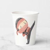 Cute Ninja Warrior Kids Birthday Party Papieren Bekers (Achterkant)