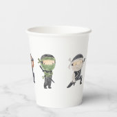 Cute Ninja Warrior Kids Birthday Party Papieren Bekers (Achterkant)