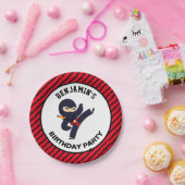 Cute Ninja Warrior Kids Birthday Party Papieren Bordje (Feest)