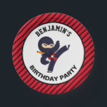 Cute Ninja Warrior Kids Birthday Party Papieren Bordje<br><div class="desc">Schattigee papieren borden voor een ninja themafeest. Pas het aan met de naam van uw kind.</div>