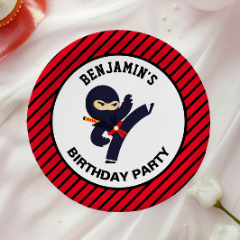 Cute Ninja Warrior Kids Birthday Party Papieren Bordje
