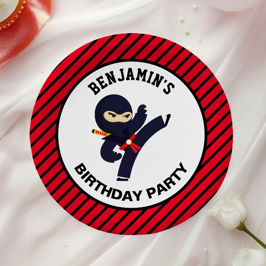 Cute Ninja Warrior Kids Birthday Party Papieren Bordje