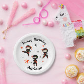 Cute Ninja Warrior Kids Birthday Party Papieren Bordje (Feest)