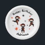 Cute Ninja Warrior Kids Birthday Party Papieren Bordje<br><div class="desc">Een ninja papieren bord dat is ontworpen voor het volgende ninja-feest op de verjaardag van je kind. Het bevat een groep schattige kleine ninja's op verschillende posities. Maak van de verjaardagsfeestdag een speciale gebeurtenis met overeenkomende partijaccessoires. Wat ook het favoriete type vechtkunst van je ninja-strijder mag zijn, je kunt het...</div>