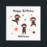Cute Ninja Warrior Kids Birthday Party Servet<br><div class="desc">Een ninja party napkin die is ontworpen voor het volgende ninja-feest op de verjaardag van je kind. Het bevat een groep schattige kleine ninja's op verschillende posities. Maak van de verjaardagsfeestdag een speciale gebeurtenis met overeenkomende partijaccessoires. Wat ook het favoriete type vechtkunst van je ninja-strijder mag zijn, je kunt het...</div>