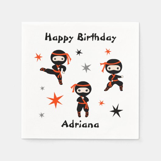 Cute Ninja Warrior Kids Birthday Party Servet (Voorkant)