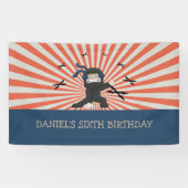Cute Ninja Warrior Kids Birthday Party Spandoek (Horizontaal)