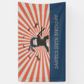 Cute Ninja Warrior Kids Birthday Party Spandoek (Verticaal)