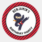Cute Ninja Warrior Kids Birthday Party Sticker (Voorkant)