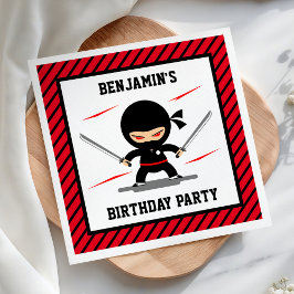 Cute Ninja Warrior Kids Verjaardagsfeestje Papier Servet