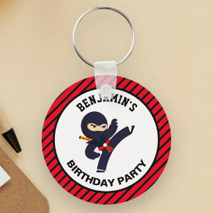 Cute Ninja Warrior Kids Verjaardagsfeestje Sleutelhanger