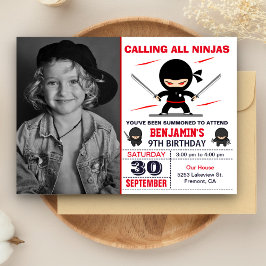 Cute Ninja Warrior Kinder Foto Birthday Party Kaart