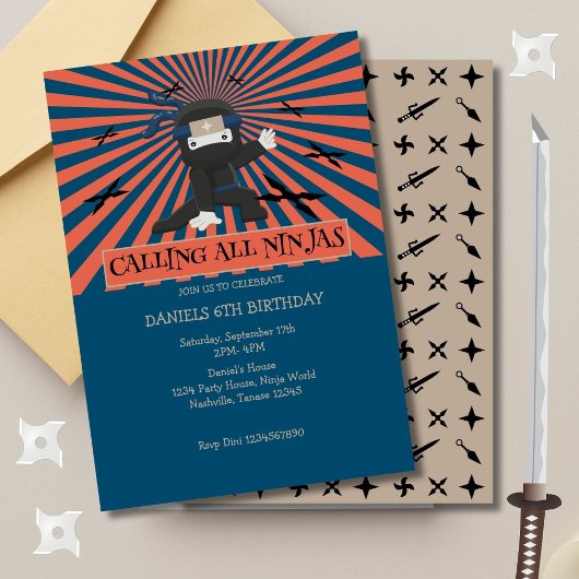 Cute Ninja Warrior kinderen Birthday Kaart