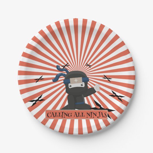 Cute Ninja Warrior kinderen Birthday Papieren Bordje (Voorkant)