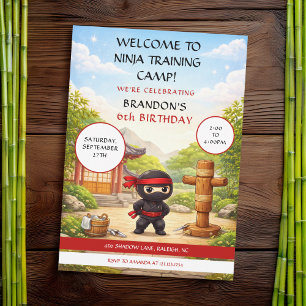 Cute Ninjatrainingcamp Dojo Tuin Kinderverjaardag Kaart