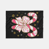 Cute Nk Coquette Bow Candy Cane Christmas Girls Wo Fleece Deken (Voorkant (Horizontaal))
