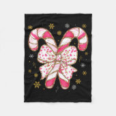 Cute Nk Coquette Bow Candy Cane Christmas Girls Wo Fleece Deken (Voorkant)