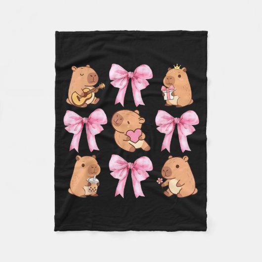 Cute Nk Coquette Bow Kawaii Capybara Lover Fleece Deken (Voorkant)