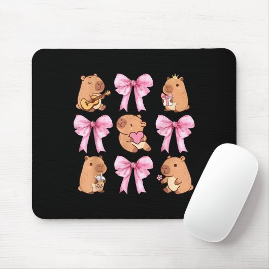 Cute Nk Coquette Bow Kawaii Capybara Lover  Muismat (Met muis)