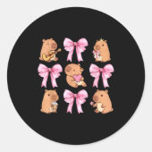 Cute Nk Coquette Bow Kawaii Capybara Lover  Ronde Sticker (Voorkant)