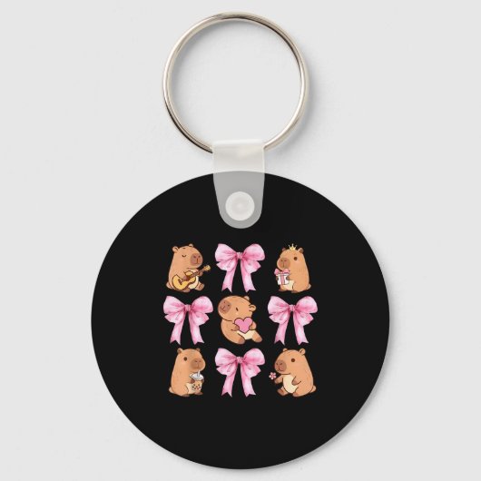 Cute Nk Coquette Bow Kawaii Capybara Lover Sleutelhanger (Voorkant)