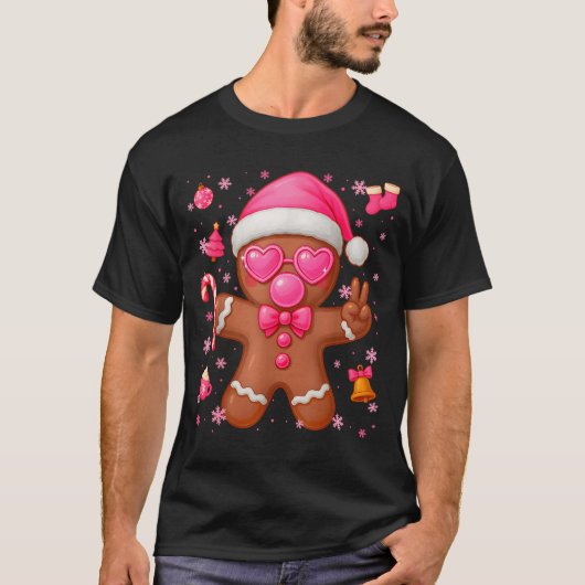 Cute Nk Gingerbread Bubble Gum Christmas Xmas Girl T-shirt (Voorkant)