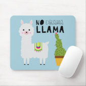 Cute No Drama Llama Cactus Succulents Kawaii Blue Muismat (Met muis)