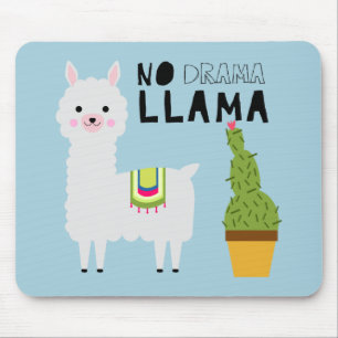 Cute No Drama Llama Cactus Succulents Kawaii Blue Muismat