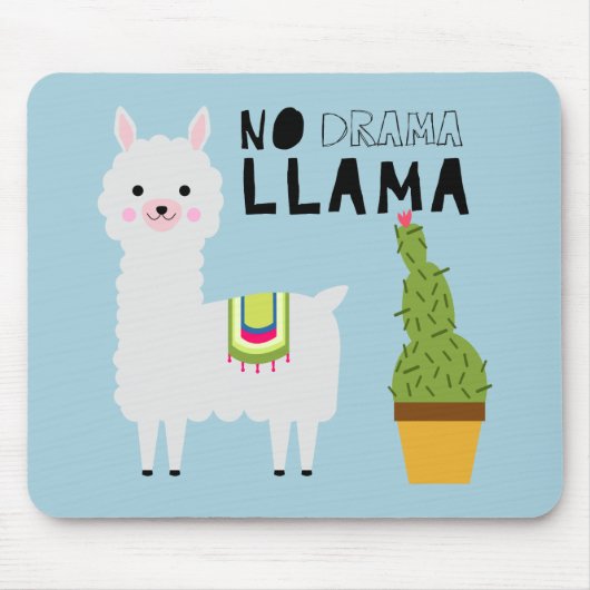 Cute No Drama Llama Cactus Succulents Kawaii Blue Muismat (Voorkant)