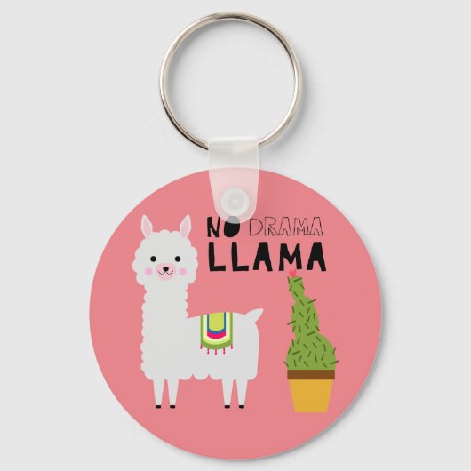 Cute No drama llama succulents cactus fiesta roze Sleutelhanger (Voorkant)