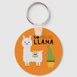 Cute No drama llama succulents cactus oranje Sleutelhanger