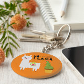 Cute No drama llama succulents cactus oranje Sleutelhanger (Zijkant)