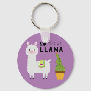 Cute No drama llama succulents cactus paars Sleutelhanger