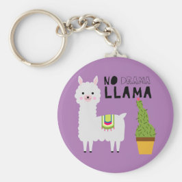 Cute No drama llama succulents cactus paars Sleutelhanger