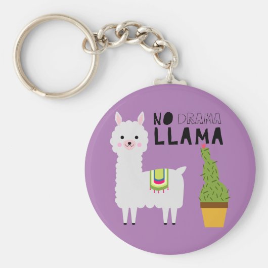 Cute No drama llama succulents cactus paars Sleutelhanger (Voorkant)