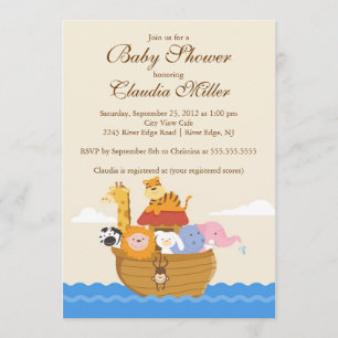 Cute Noah Ark Baby Girl of Baby Boy Shower Kaart