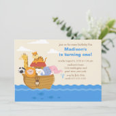 Cute Noah's Ark 1st verjaardag Kaart (Staand voorkant)