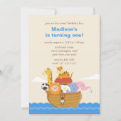 Cute Noah's Ark 1st verjaardag Kaart (Voorkant)