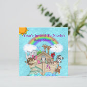 CUTE Noahs Ark Baby shower Invitation Kaart (Staand voorkant)