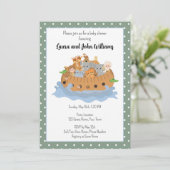 Cute Noah's Ark baby uitnodiging (Staand voorkant)
