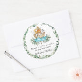 Cute Noah's Ark Greenery Baptism Christening Favor Ronde Sticker (Envelop)