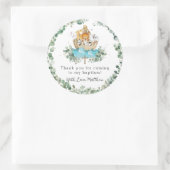 Cute Noah's Ark Greenery Baptism Christening Favor Ronde Sticker (Tas)