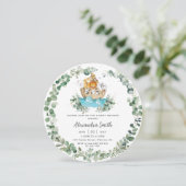 Cute Noah's Ark Greenery Neutral Baby shower Round Kaart (Staand voorkant)