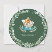 Cute Noah's Ark Greenery Neutral Baby shower Round Kaart (Achterkant)