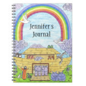 Cute Noah's Ark illustratie olifanten hippos uil Notitieboek (Voorkant)