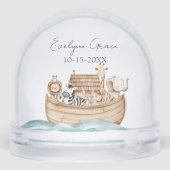 Cute Noah's Ark with Custom Baby Name Sneeuwbol (Achterkant)