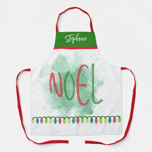 Cute Noel Personalized Chef Name Kerstapons Schort (Voorkant)