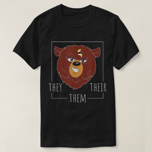 Cute Non Binary Bear They Them Their Agender Gende T-shirt (Design voorkant)